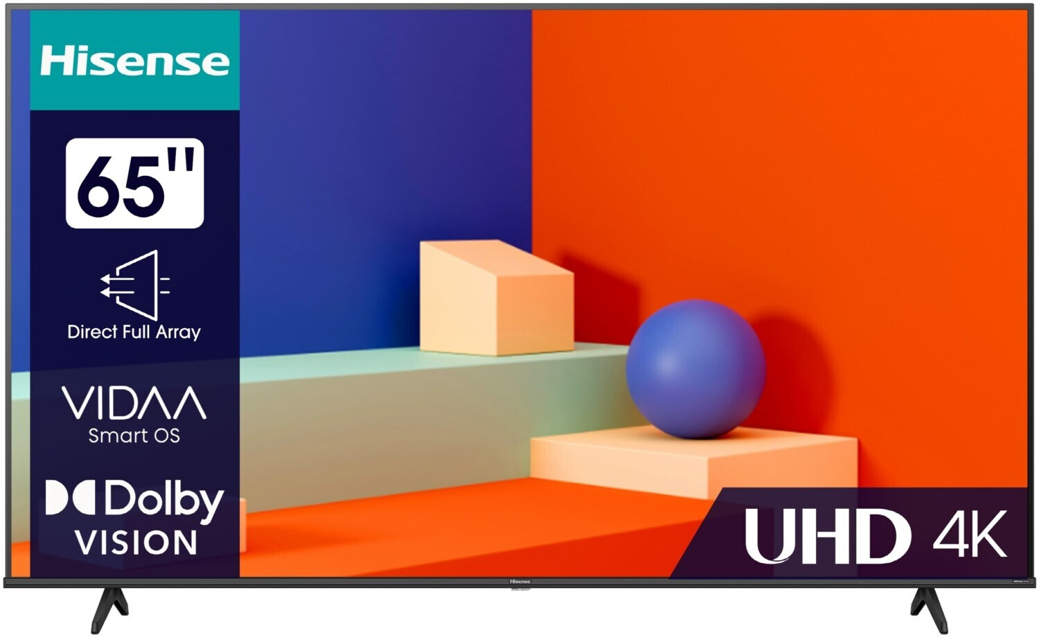 Hisense 65A6K 65 Zoll (165 cm) 4K Ultra HD Smart TV mit VIDAA, WLAN, schwarz