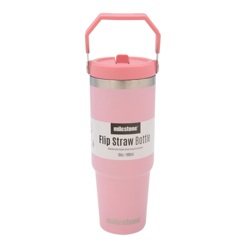 Milestone 30oz Insulated Travel Mug with Flip Straw - Pink