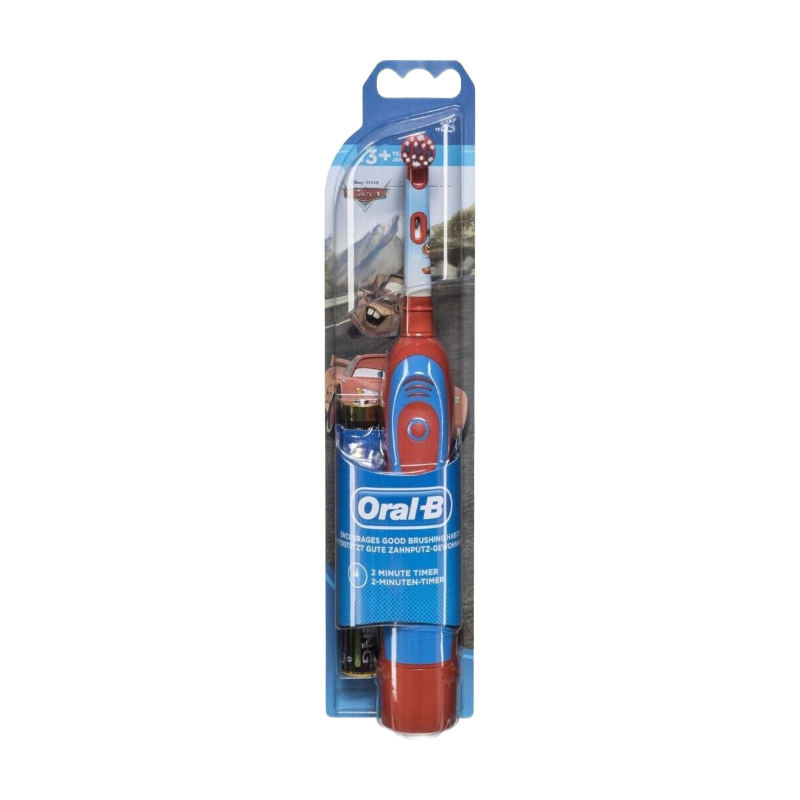 Oral-B Kinderbatteriezahnbürste Cars oder Disney Prinzessin, Blau und Rot (zufälliges Muster)