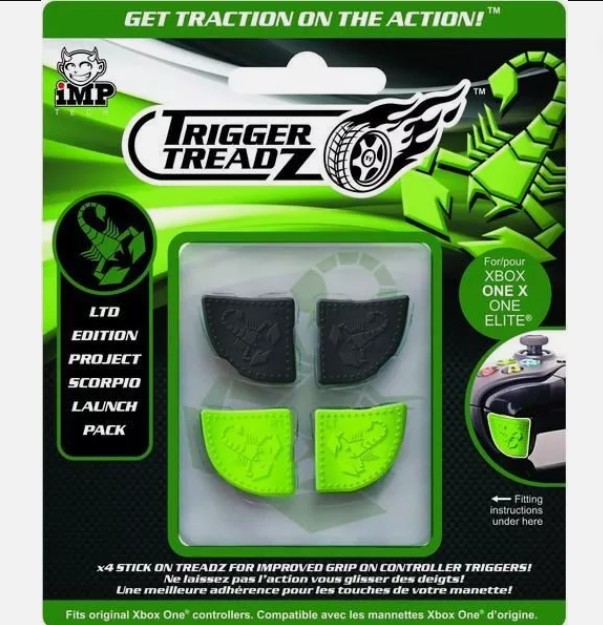 iMP - Trigger Treadz - Trigger Grips (4pcs) - Project Scorpio Limited Edition - Black + Green (Xbox One X/Elite)