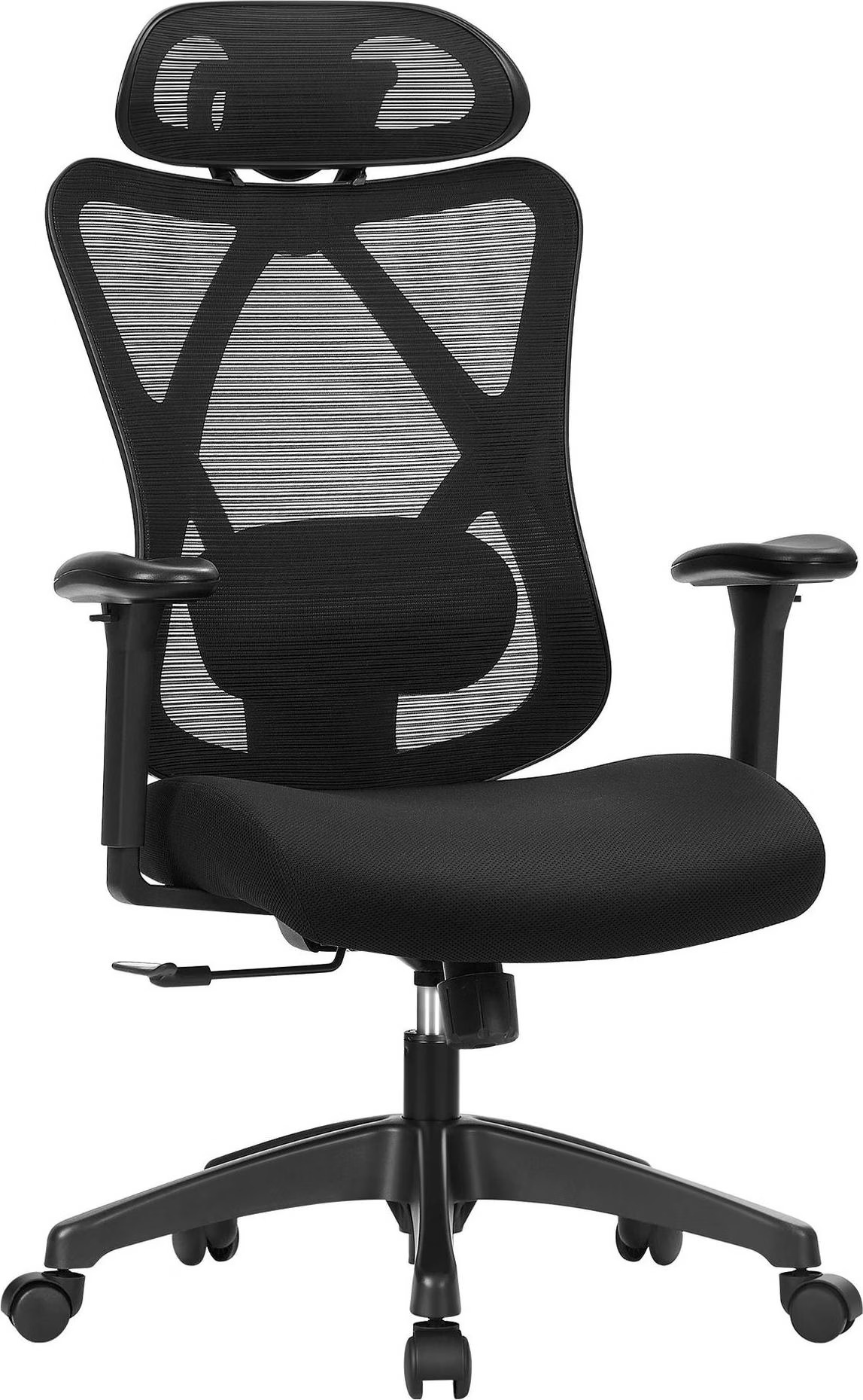 SONGMICS Ergonomischer Bürostuhl Netzstuhl verstellbare Lendenkissen 150kg Tinten-Schwarz