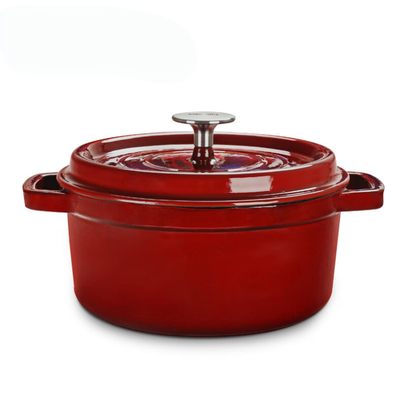 J.ZAO koken en stoven Gietijzeren Braadpan Geëmailleerde Wok 24cm Braadpan 24 cm Met Deksel