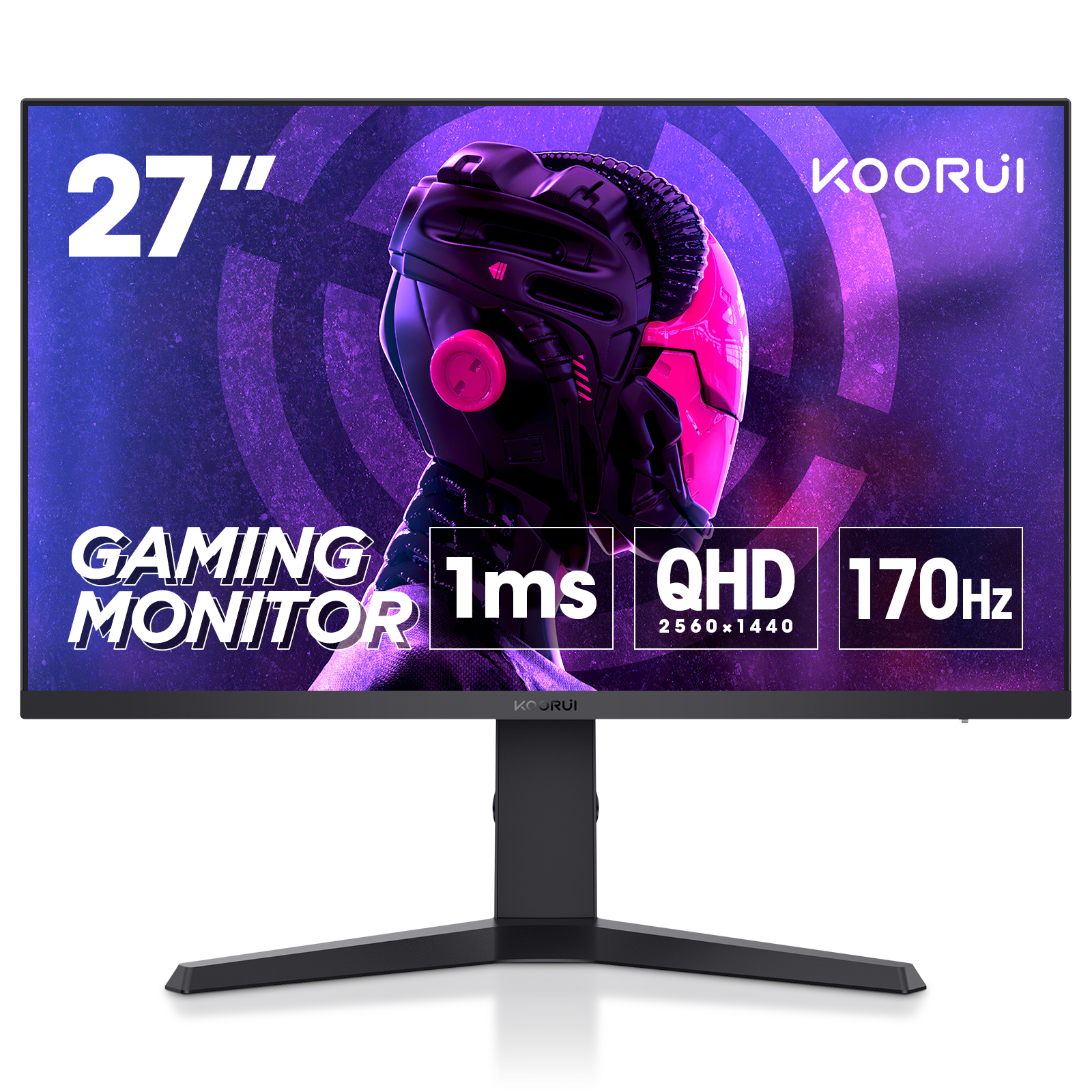 KOORUI 27" Gaming-Monitor, 170 Hz, IPS, QHD 2560x1440, HDR400, 1ms, Adaptive Sync, höhenverstellbar