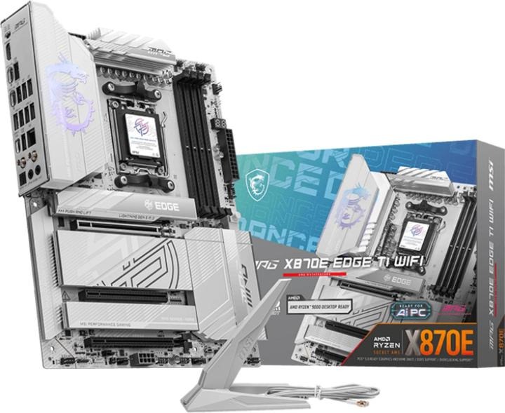 MSI MPG X870E Edge TI WiFi Mainboard, ATX - Unterstützt AMD Ryzen 9000/8000/7000 Prozessoren, AM5-80A SPS VRM, DDR5-Speicher-Boost 8400+MT/s (OC), PCIe 5.0 x16, M.2 Gen5, Wi-Fi 7, 5G LAN
