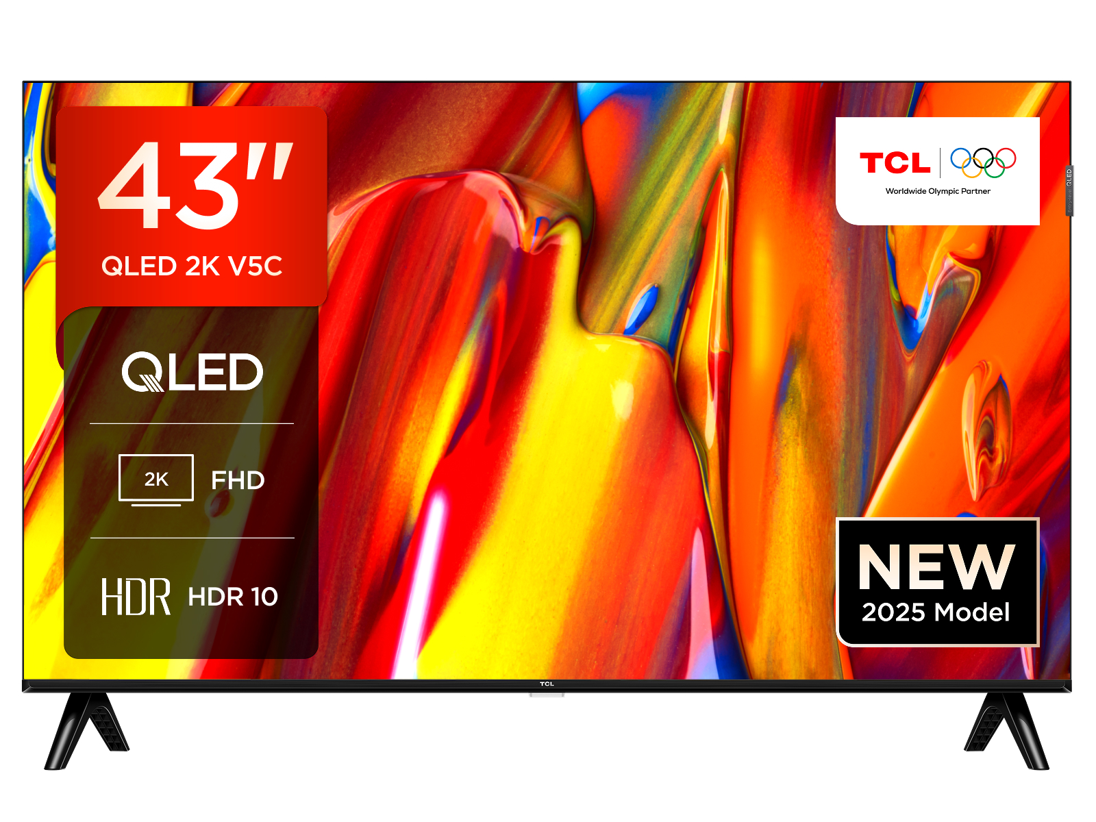 TCL 43V5C 43 Zoll Full HD Smart QLED Direct LED TV mit Android TV & HDR, kompatibel mit Google Cast & Google Home, schlichtes Design