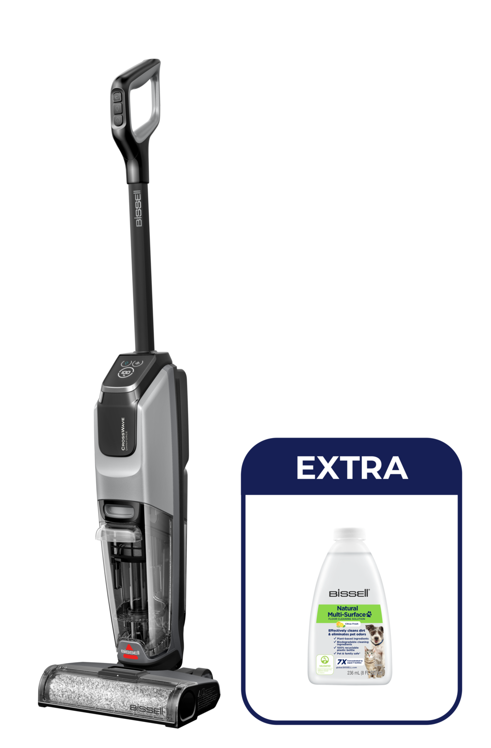 BISSELL CrossWave OmniForce, Wet and Dry Vacuum Cleaner, Powerful Floor Cleaner Machine, Multi-Surface, Cordless Vacuum Cleaner with Turbo Mode & Vacuum-Only Mode, Wet Vac up to 240m2, 69 dBA, 3912E