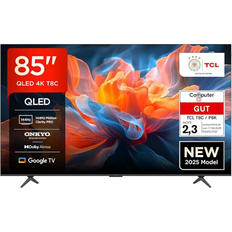 TCL 85T8C 85 Zoll  144Hz Gaming TV QLED 4K UHD HDR 10+