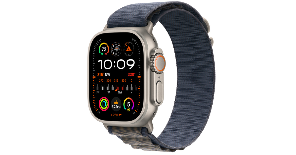 Apple Watch Ultra2 (49mm/ GPS/ Cellular) - Titanium Case with Blue/Black Trail Loop (Small)