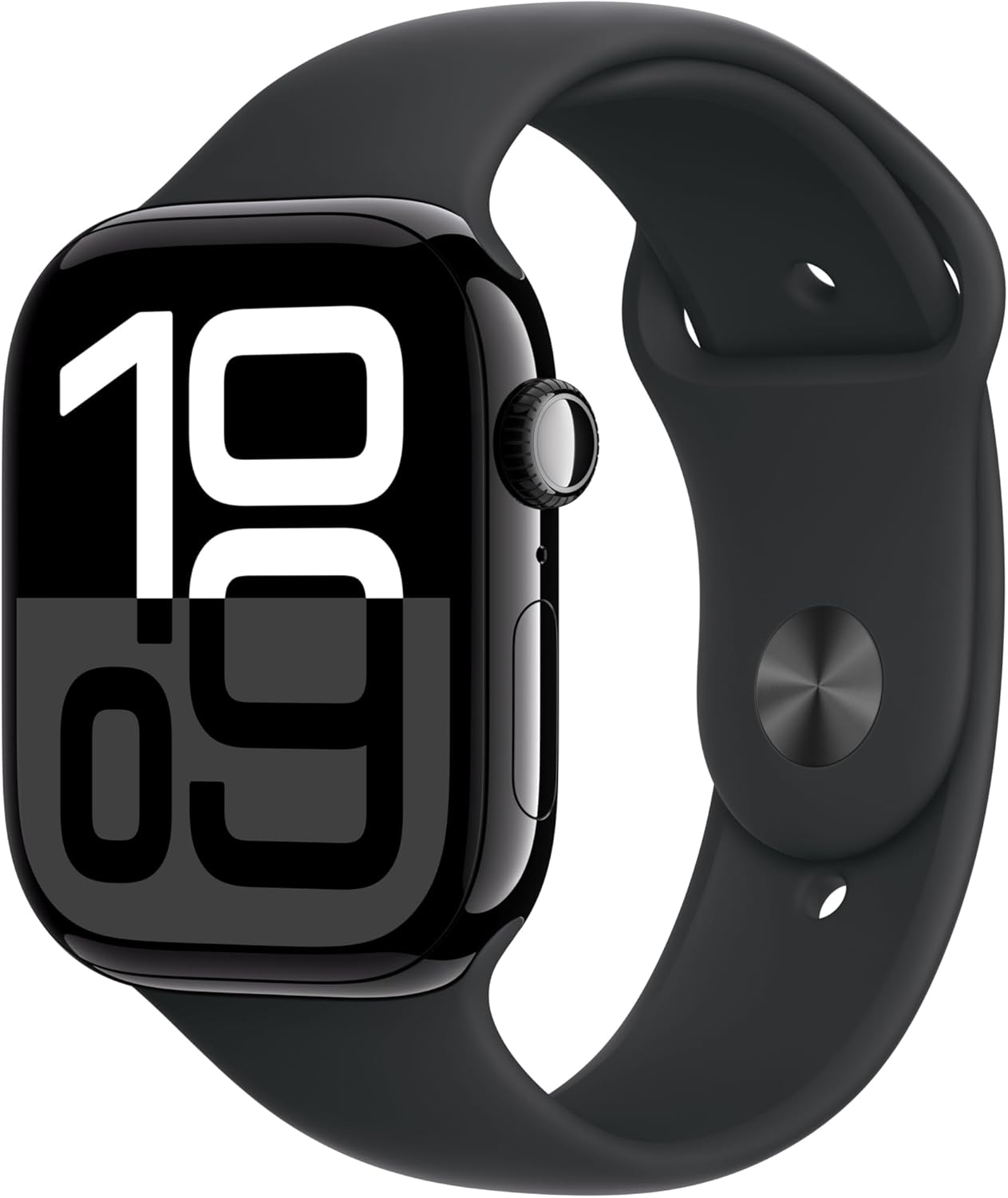 Apple Watch Series 10 2024 - GPS 46mm Jet Black Aluminium Case with Black Sport Band - S/M