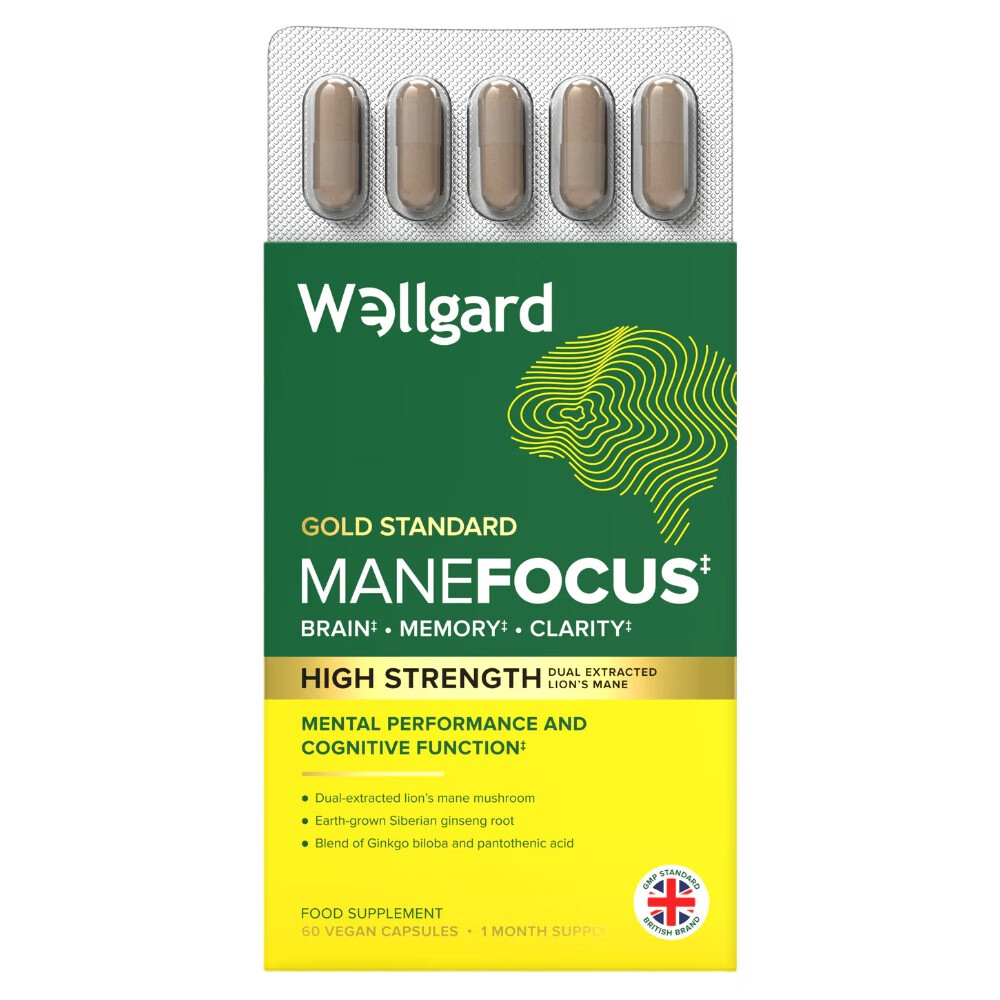 Wellgard Manefocus for Brain, Memory & Focus - 60 Vegan Capsules