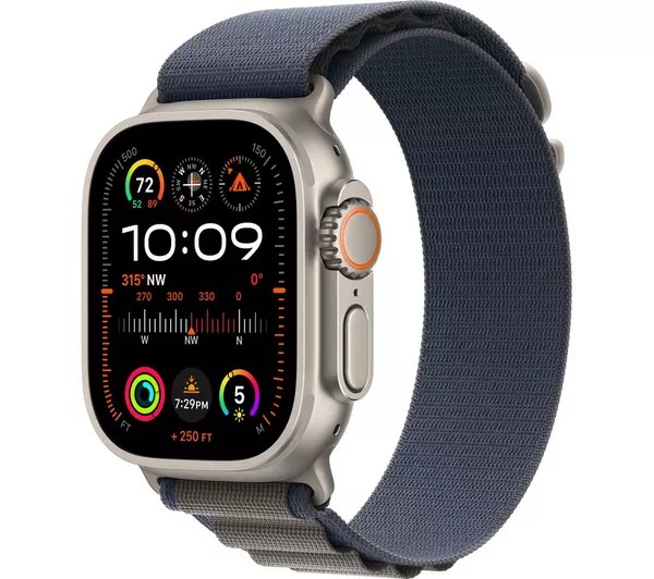 Apple Watch Ultra2 (49mm/ GPS/ Cellular) - Titanium Case with Blue Alpine Loop (Small)