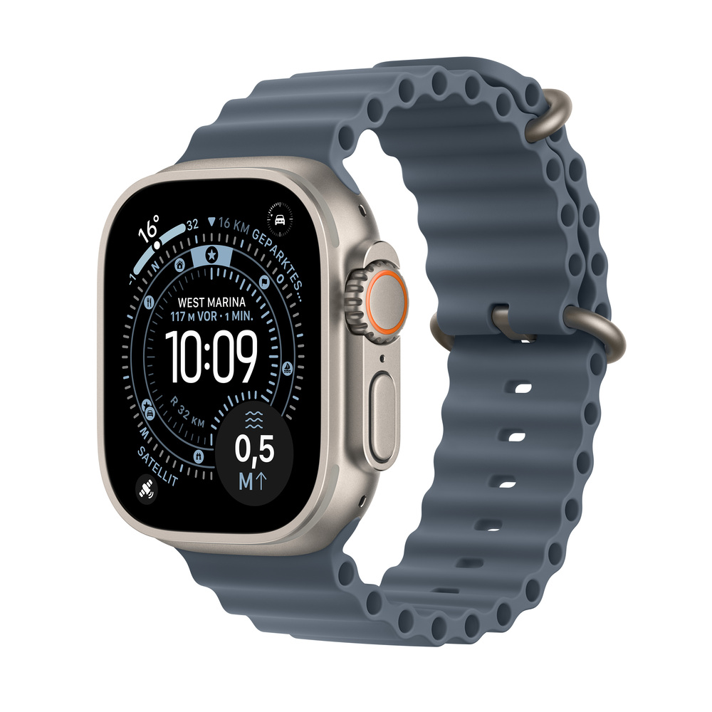 APPLE Watch Ultra 3 GPS + Cellular 49mm Natural Titanium Case with Anchor Blue Ocean Band
