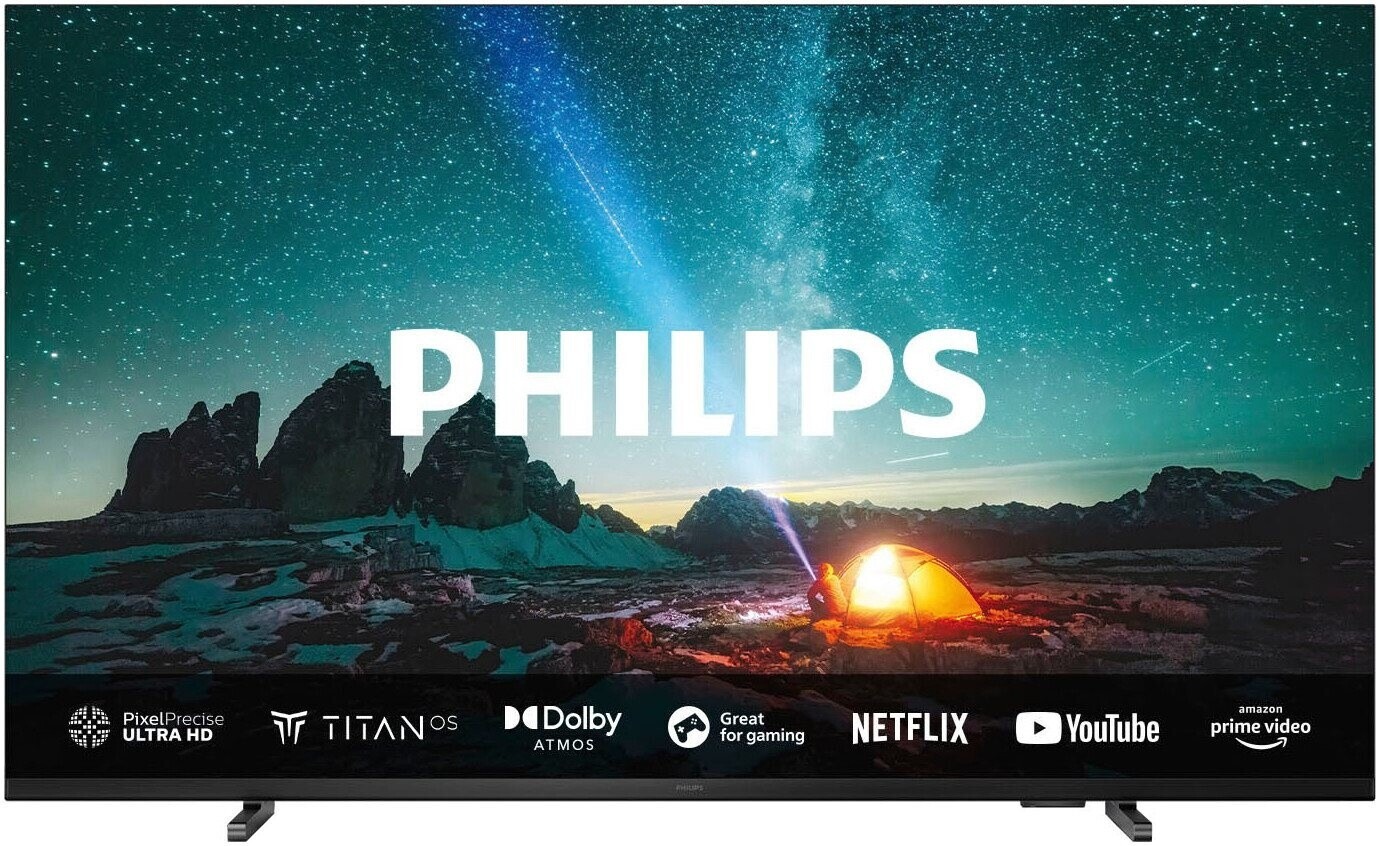 Philips 65PUS7609 4K LED Smart TV - 65-Zoll-Display mit pixelgenauer Ultra HD Titan OS Plattform und Dolby Atmos Sound. Kompatibel mit Alexa und Google Sprachassistent – Anthrazitgrau [Energieklasse F]