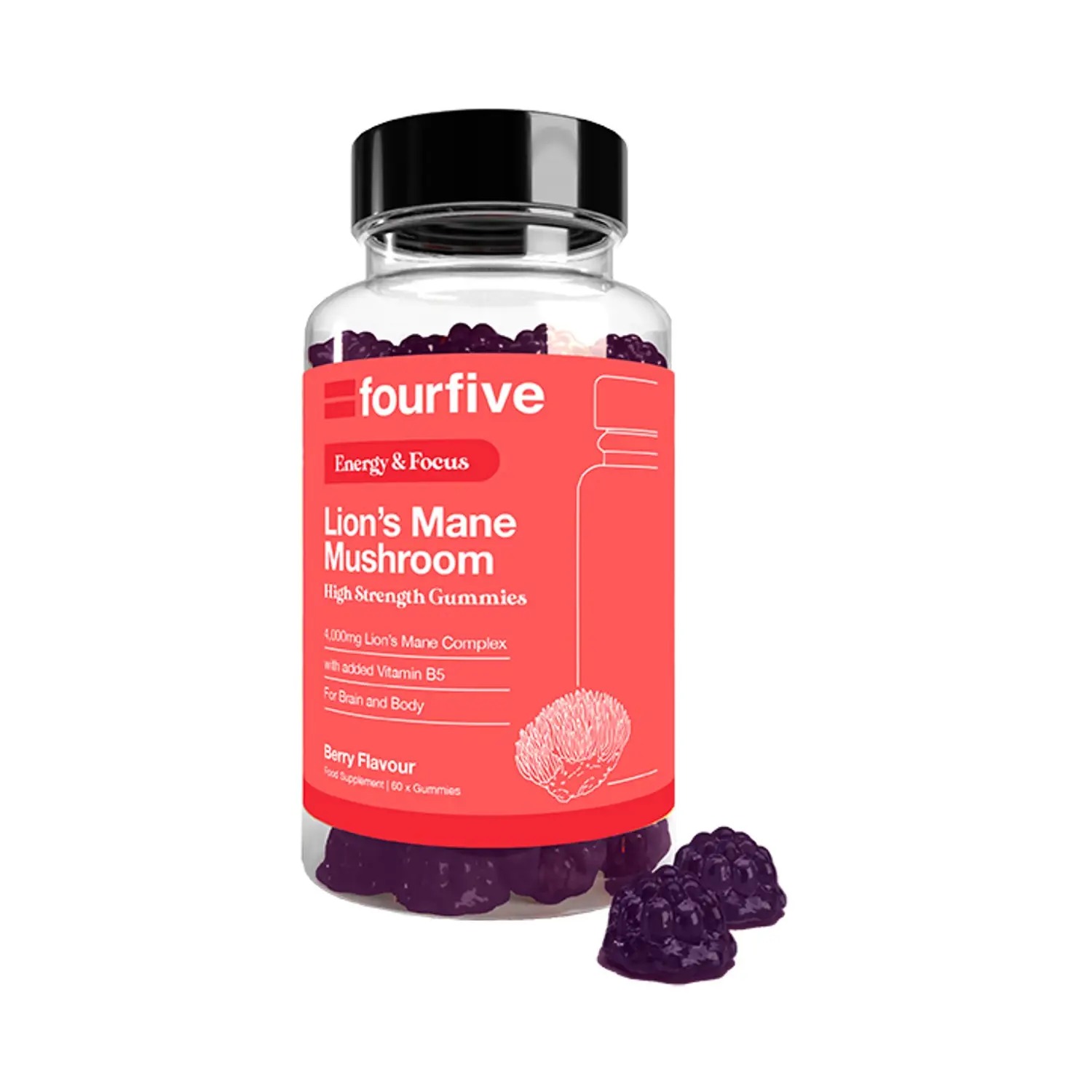 fourfive Energy & Focus Lion's Mane Mushroom 60 Gummies