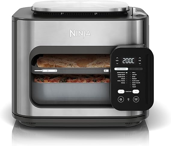 Ninja Combi 12-in-1 Multikocher, Ofen & Heißluftfritteuse, 12 Kochfunktionen, Heißluftfritteuse & Grillvorbereitung in 15 Minuten, mit Backblech, Pfanne, Knuspergittereinsatz, Rezepten, Grau, SFP700EU