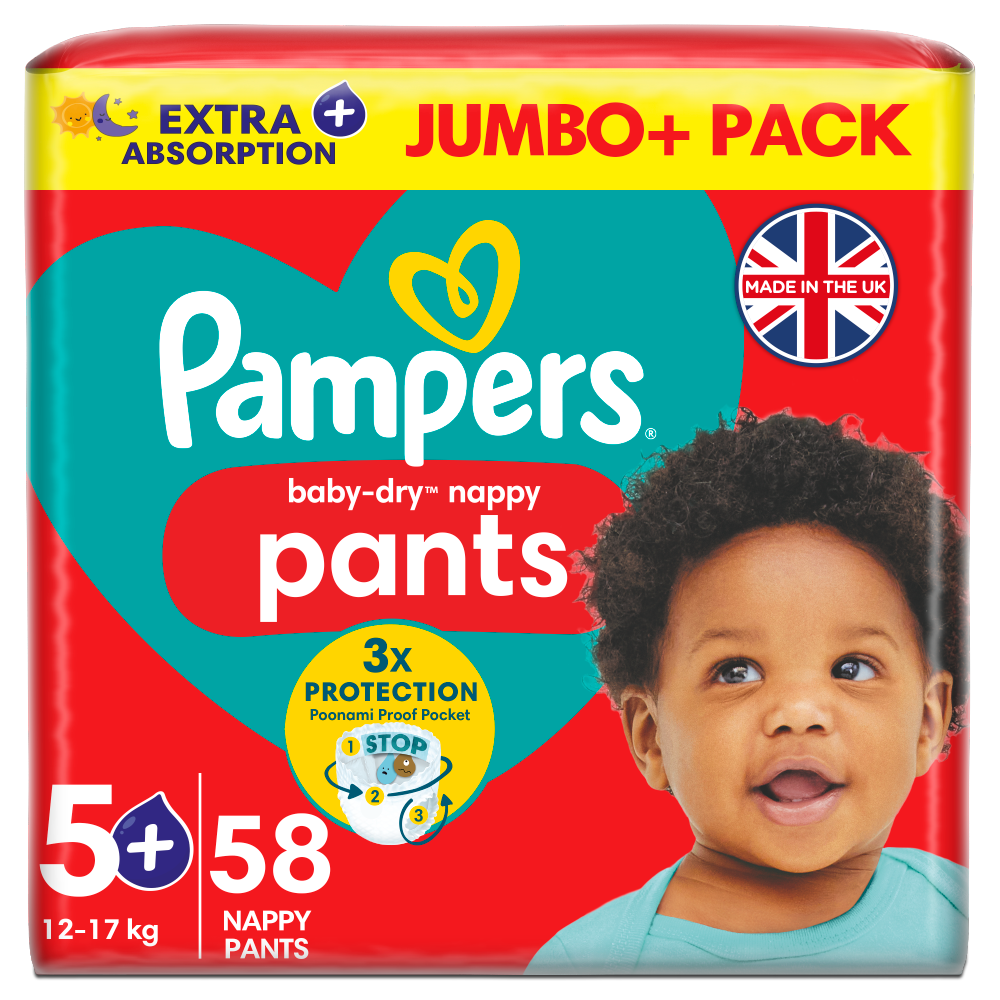 Pampers Baby-Dry Nappy Pants Size 5 58 Pack Jumbo+ Pack