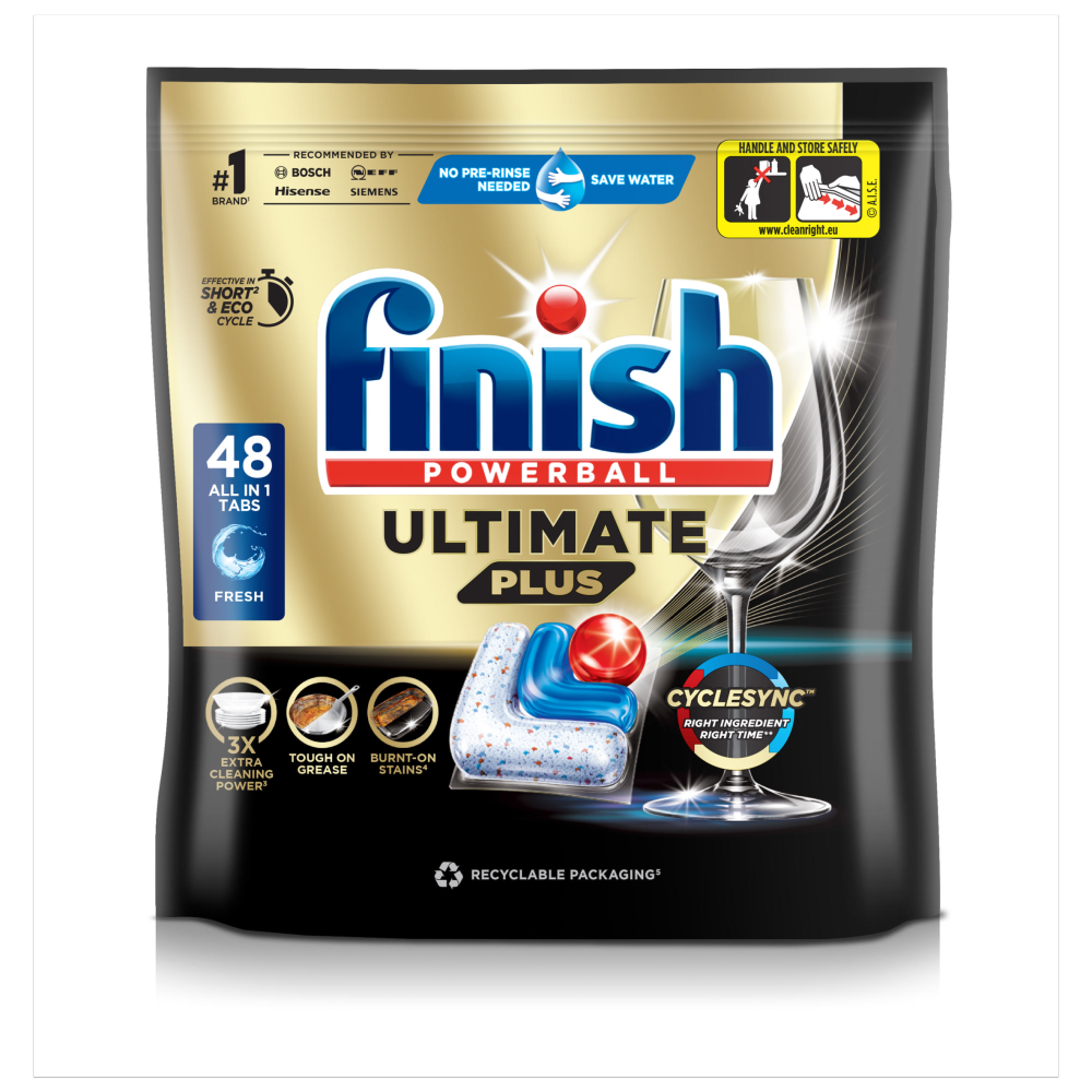 Finish Ultimate Plus All In One Dishwasher Tablets Fresh  48 Tabs