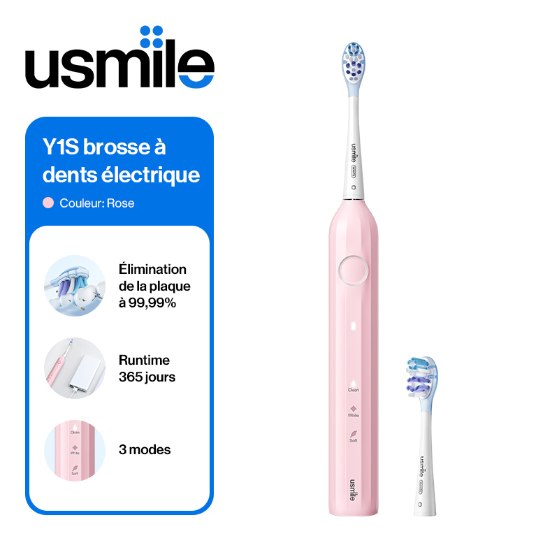 usmile Y1S Brosse à dents électrique sonique adulte 3 modes minuterie intelligente étui voyage autonomie 6 mois