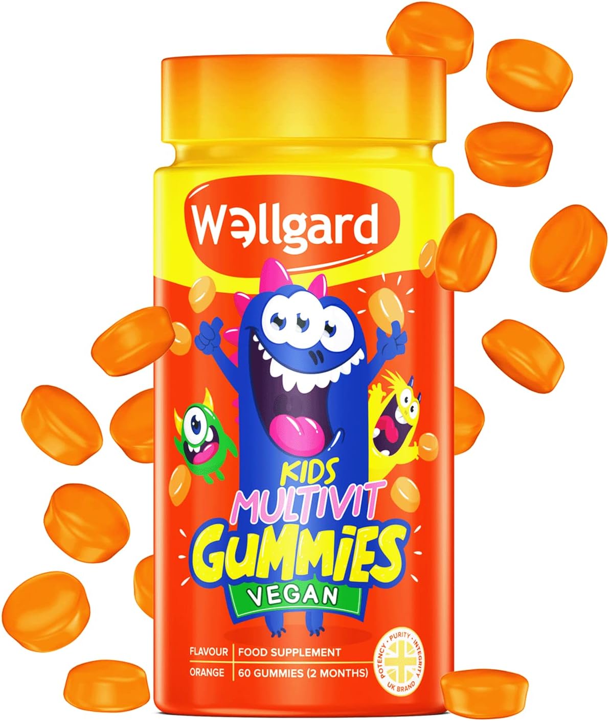 Wellgard Kids Vegan Multivitamin Gummies Orange Flavour - 60 Gummies
