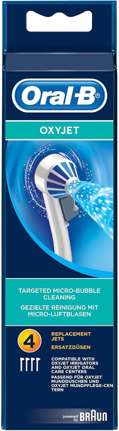 Oral-B OxyJet Ersatzdüsen für Munddusche/Interdentalreiniger, 4 Stück, für gezielte Zahnreinigung mit Mikroblasen-Technologie