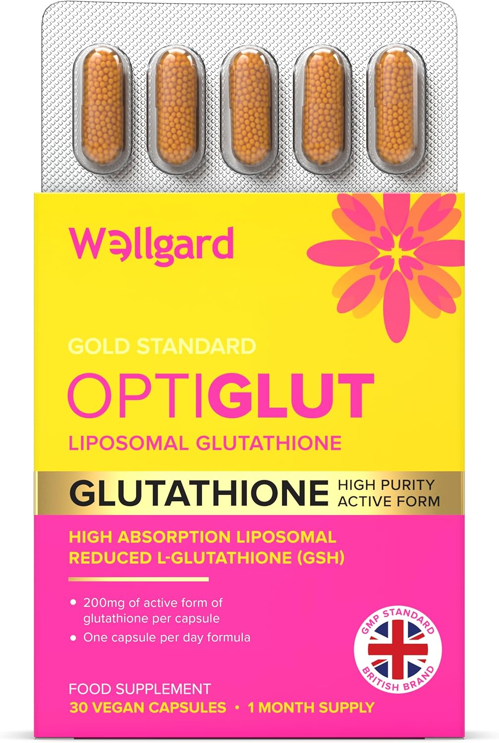 Wellgard Optiglut 2000¬µg Liposomal Glutathione GSH - 30 Vegan Supplement
