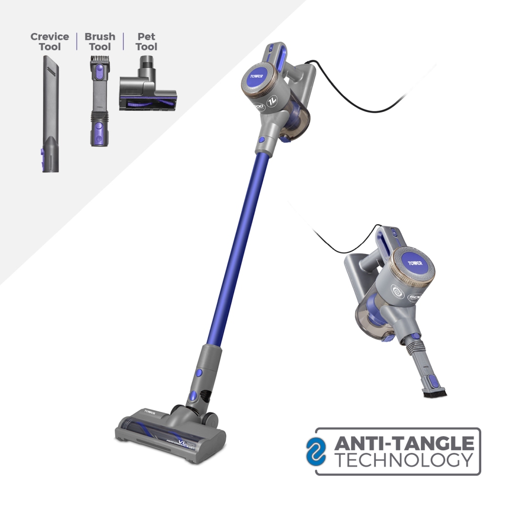Tower T513006PETS VL20 3-in-1 Performance Corded Vacuum Cleaner with HEPA Filter & Pet Brush, 1L Capacity, 400W, Peri Purple