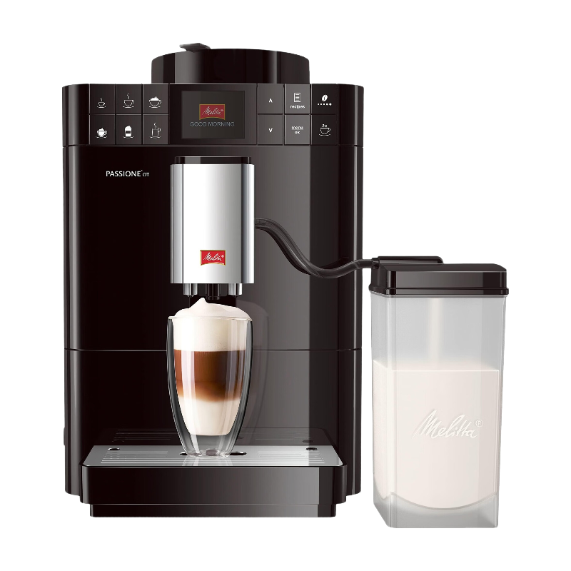 Melitta Caffeo Passione OT F531-102 Vollautomatische Kaffeemaschine mit Milchbehälter, One-Touch-Funktion, Schwarz