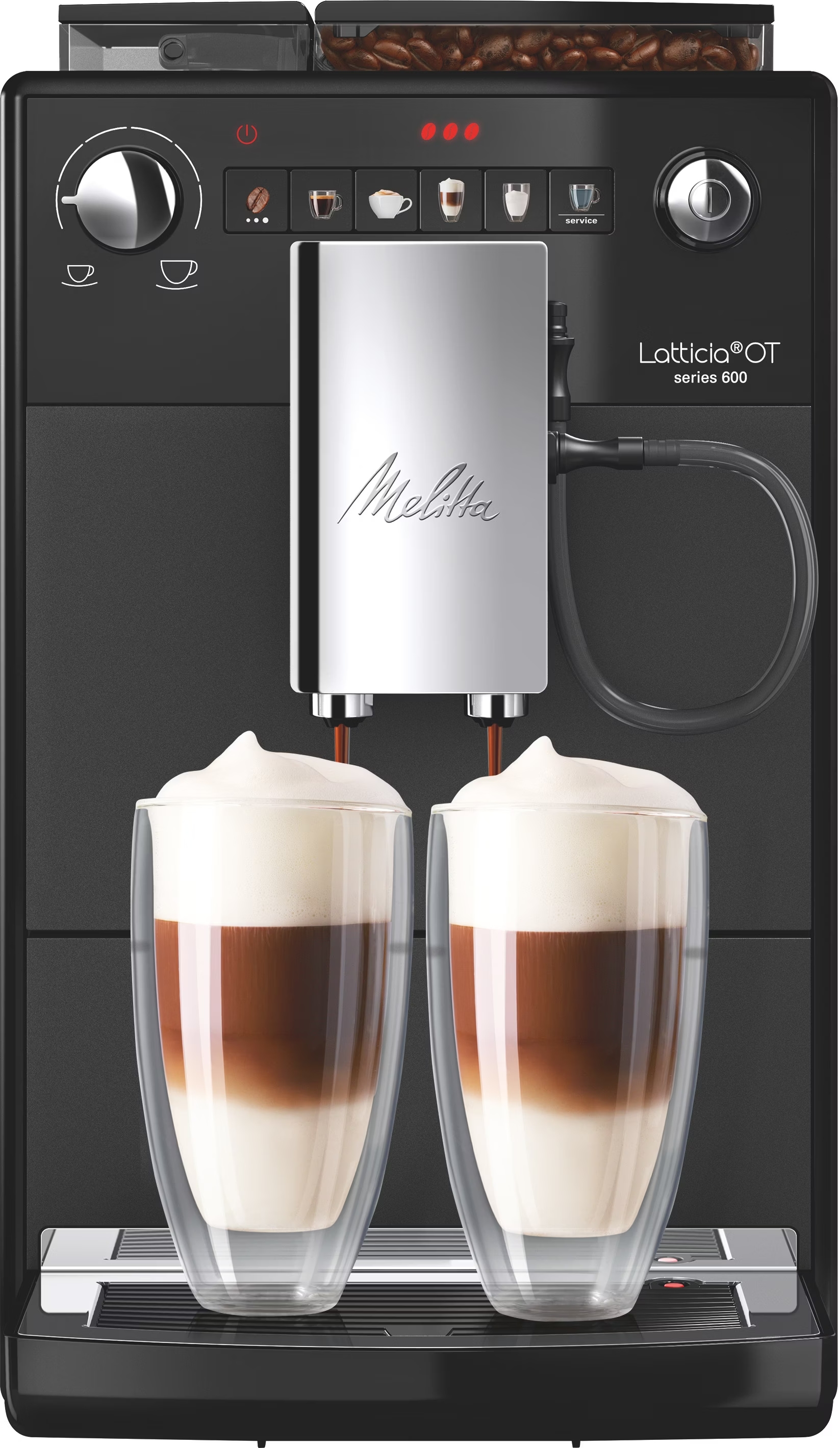 Melitta F300-103 Vollautomatische Kaffeemaschine, Schwarz/Silber, 1450 W, 1,5 L, 250 g, 15 Bar