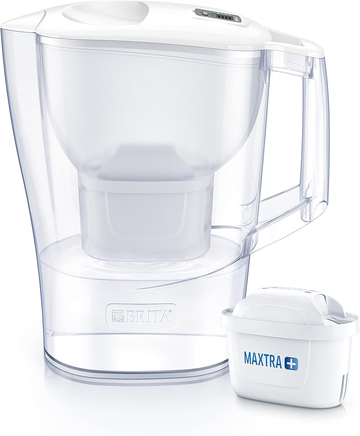 BRITA Wasserfilter Aluna weiß / robuster Krug inklusive 1 MAXTRA+ Filterkartusche / Filter reduziert Kalk, Chlor und rohrbedingte Metalle wie Kupfer & Blei im Leitungswasser