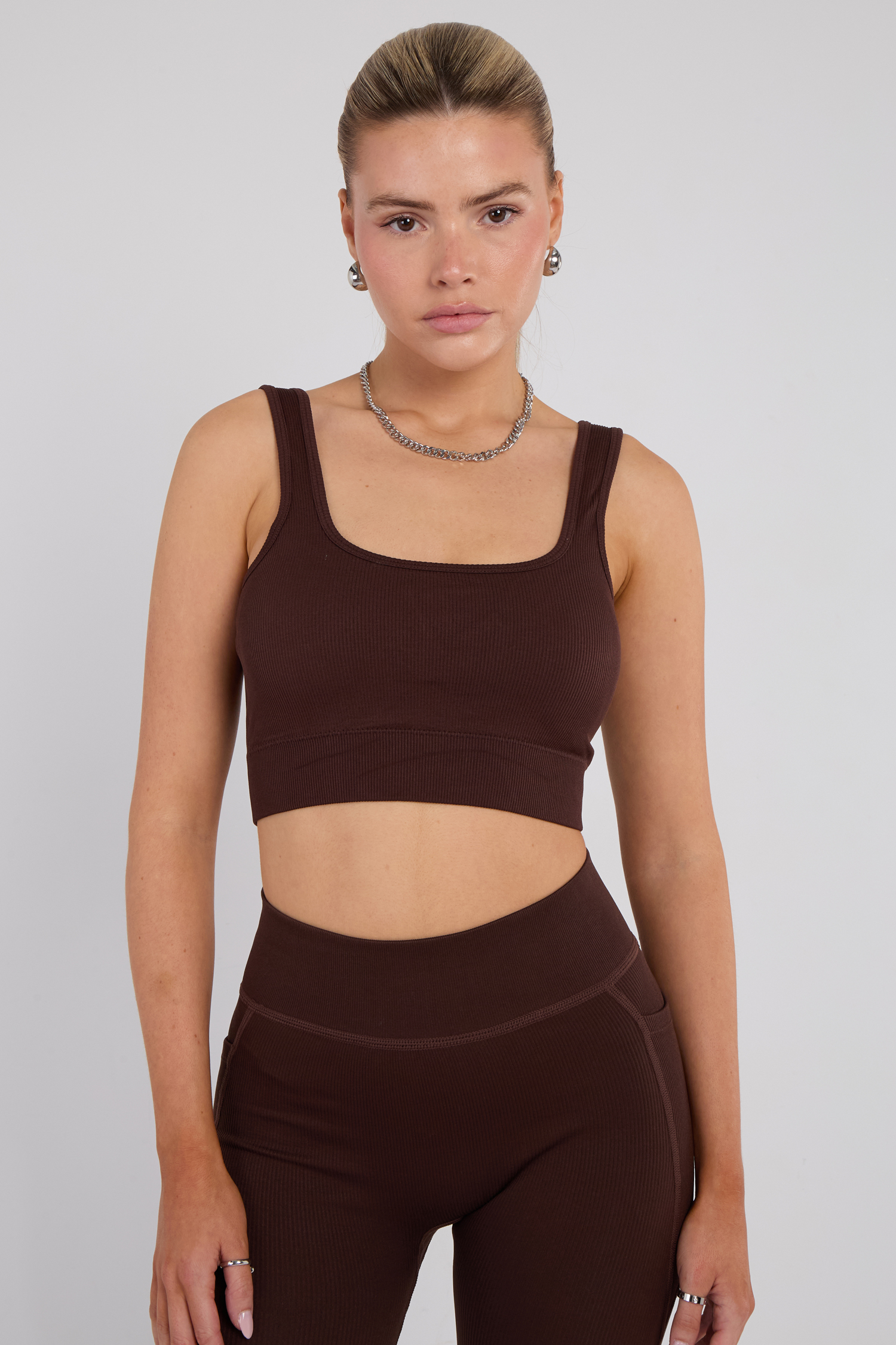 Third Avenue Seamless Fitness Bralette, Espresso Brown, L Size