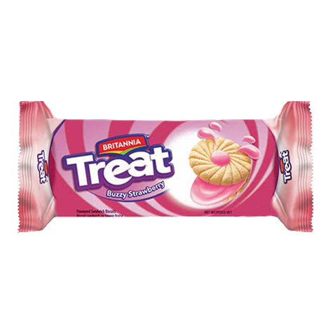 Britannia Treat O’som Strawberry Flavoured Sandwich Biscuits 100g