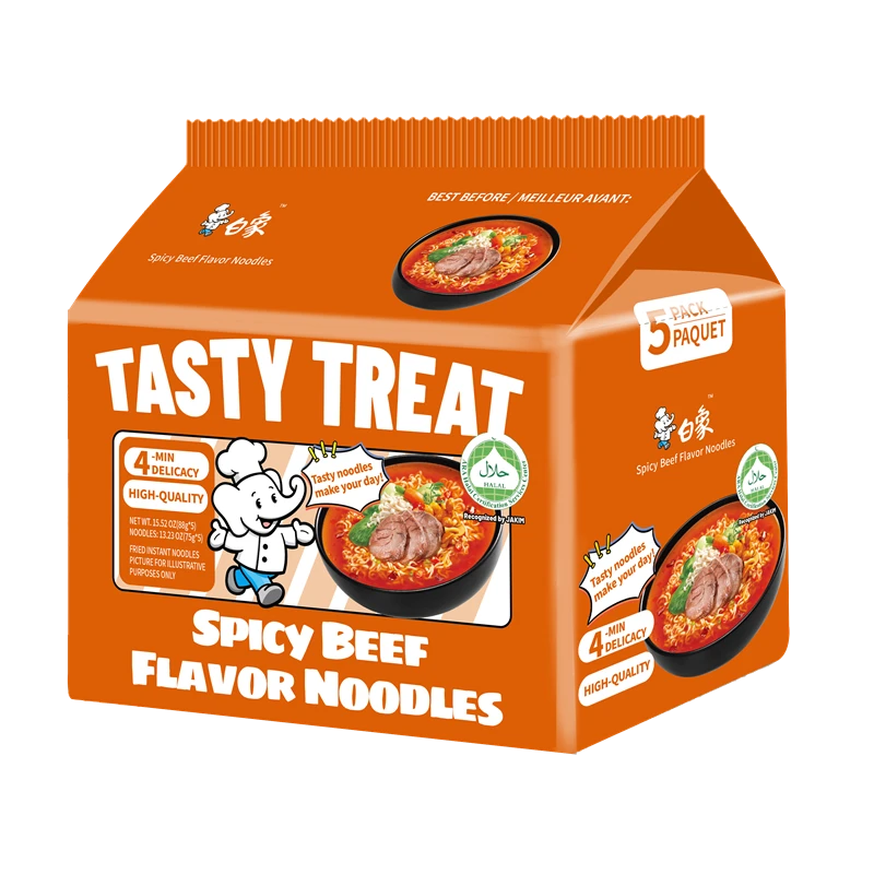 White Elephant Instantnudeln mit frischem Geschmack und würziger Rindfleischsuppe, 5 x 88 g (5 Packungen)