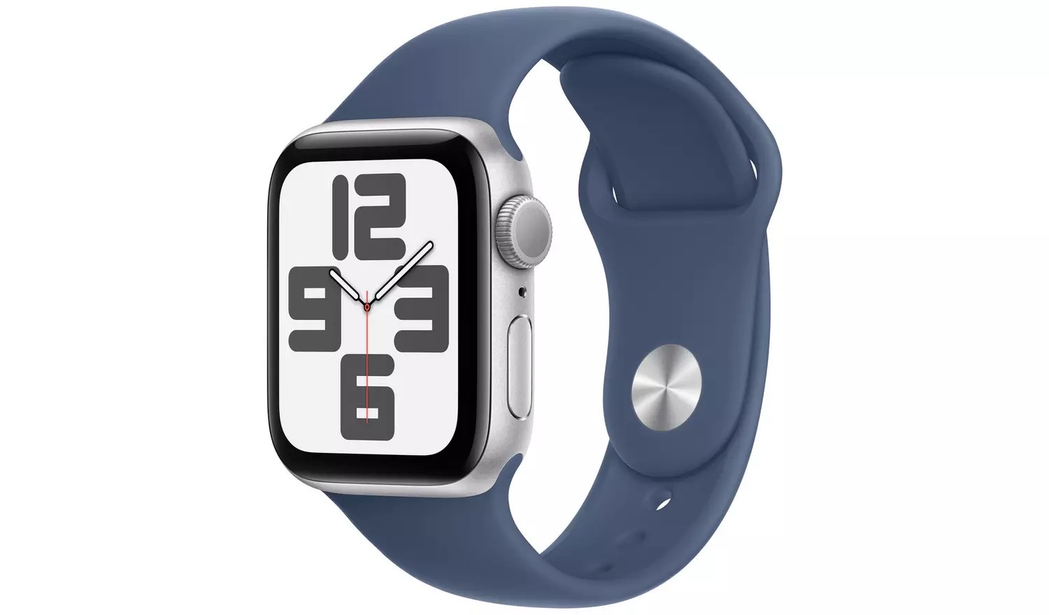 Apple Watch SE (40mm/ GPS) - Silver Aluminum Case with Storm Blue Sport Band (Small/Medium)