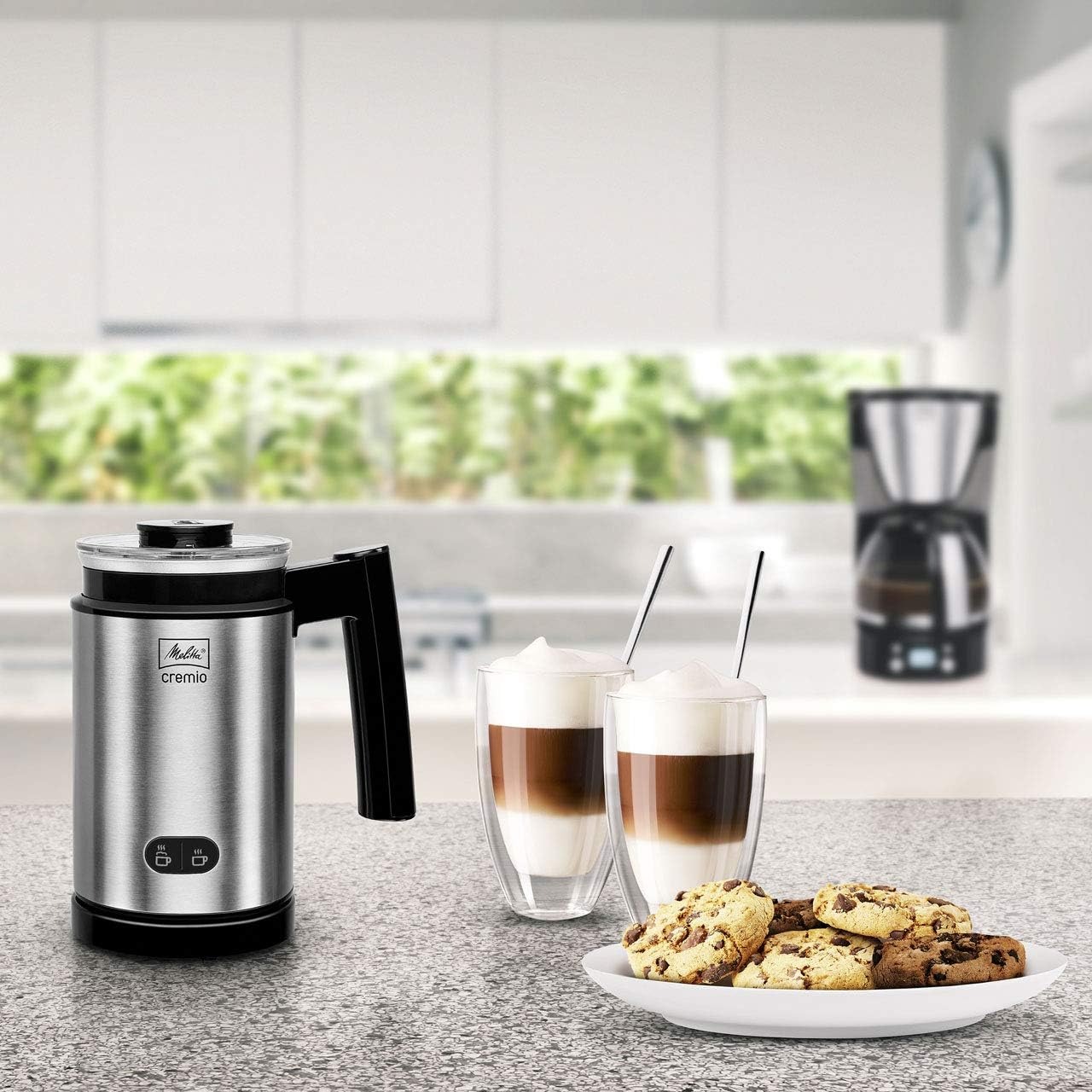 Melitta Milchaufschäumer für kalte und warme Milch, antihaftbeschichteter Behälter, CREMIO [Energieklasse A]