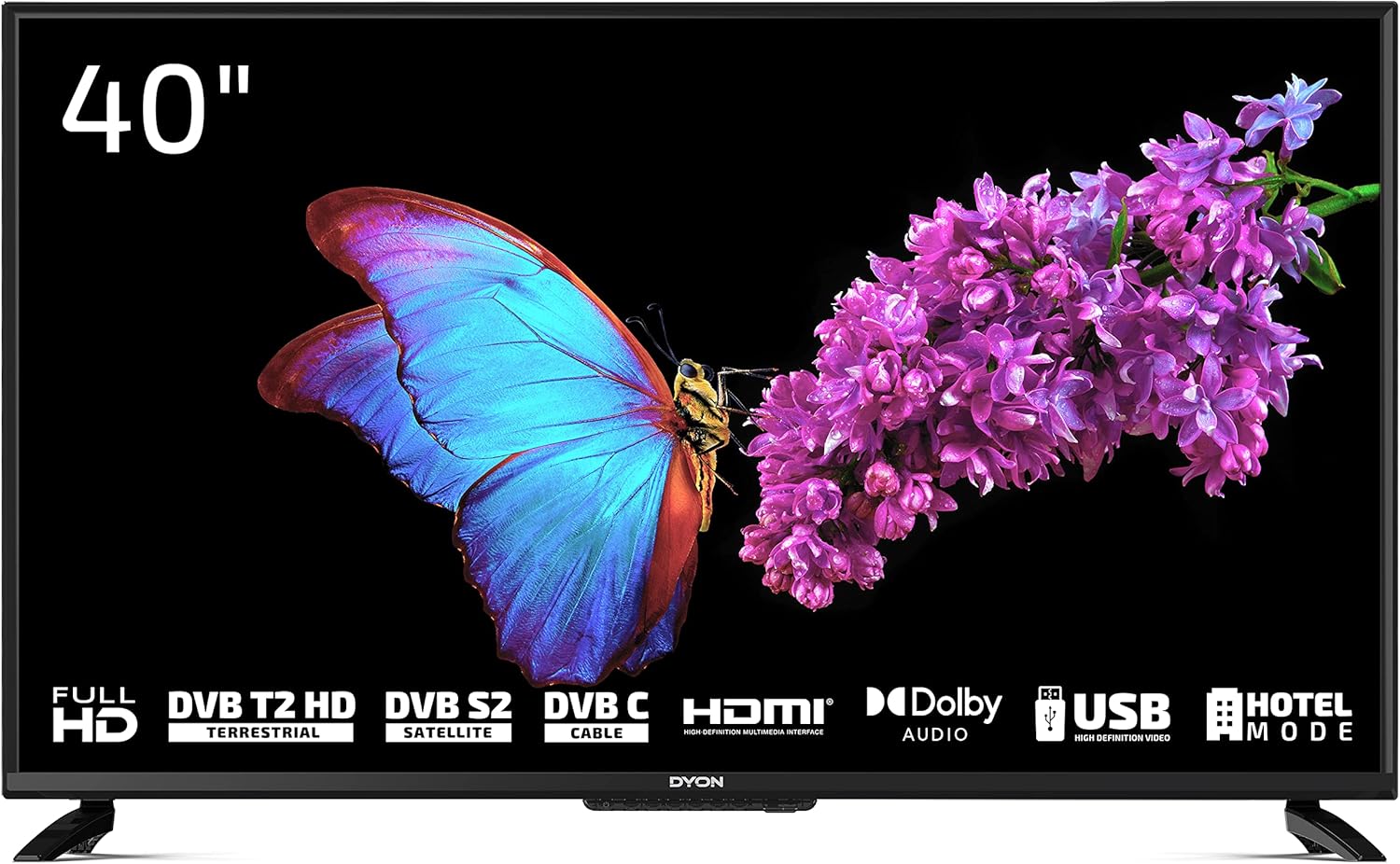 DYON Enter 40 PRO X2 - 100,3 cm (40-Zoll) Fernseher (Full HD, Triple Tuner (DVB-C/-S2/-T2), Hotelmodus, USB-Mediaplayer) [Energieeffizienzklasse G]