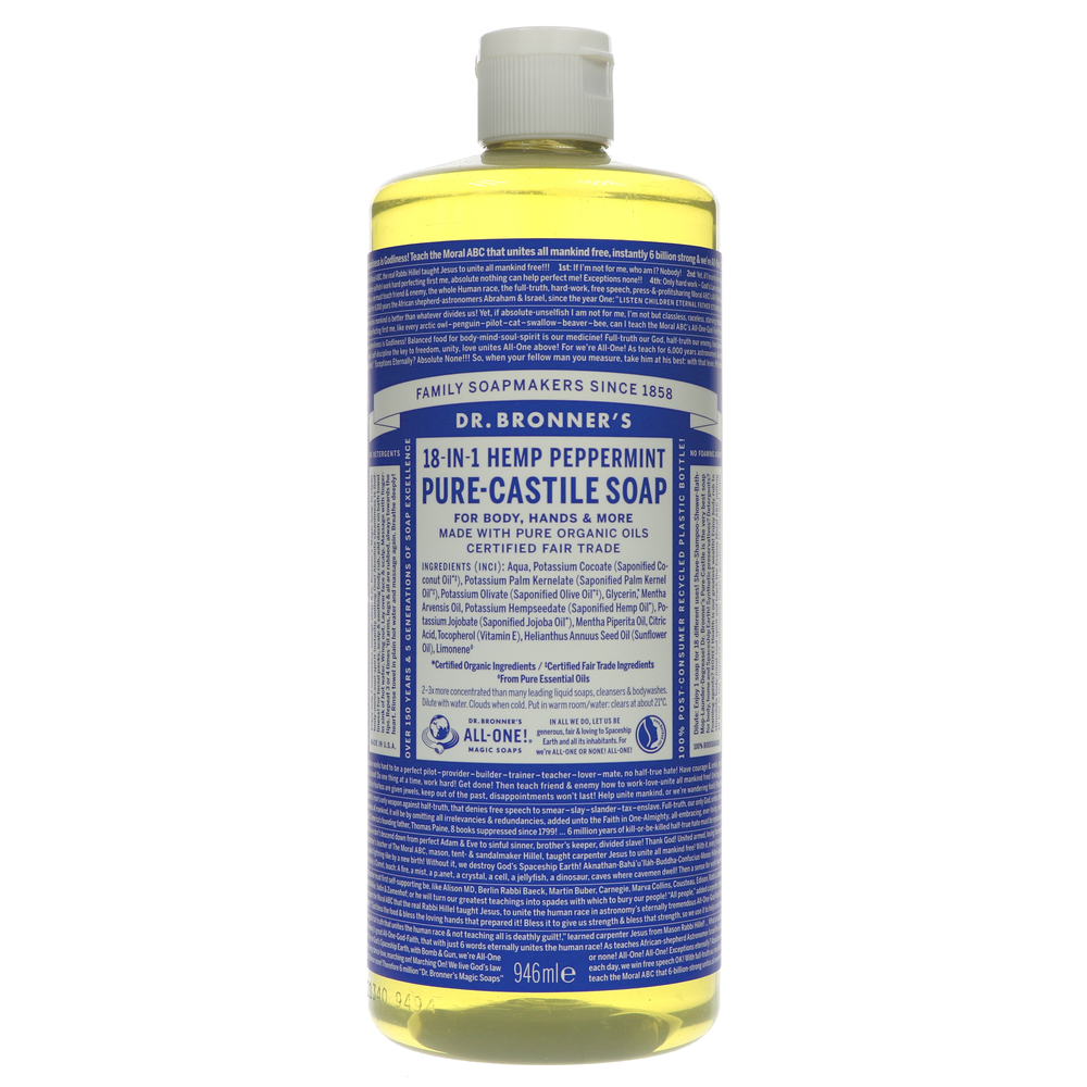 Dr Bronner's Peppermint Castile Liquid Soap 946ml