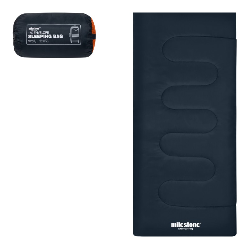 Milestone Envelope Sleeping Bag - Single -2 Seasons-Charcoal