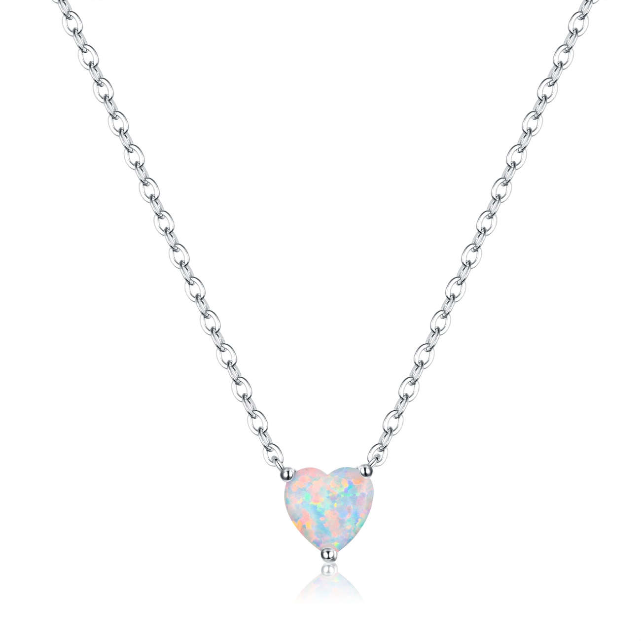 Ever Faith Hypoallergenic Dainty 11mm Opal Love Heart Choker Necklace