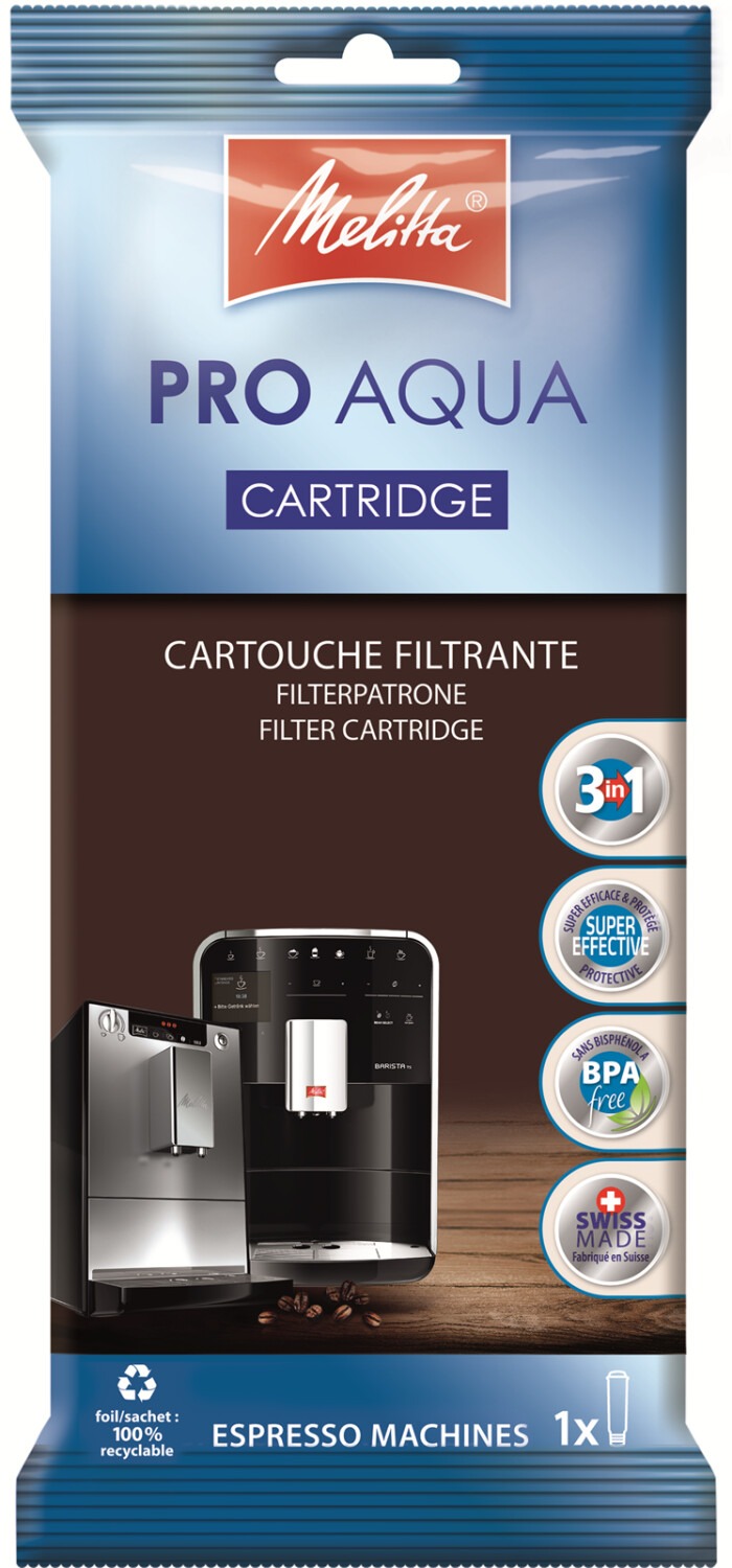 Melitta Filterpatrone Pro Aqua (1 Patrone) - Kalkfilter für Kaffeemaschinen, verhindert Kalkablagerungen & reduziert Verunreinigungen für besten Kaffeegeschmack