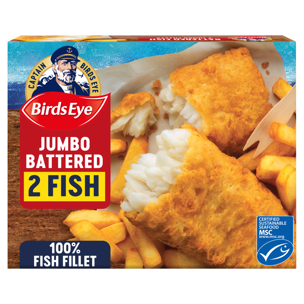 Birds Eye 2 Jumbo Battered Fish Fillets 400g