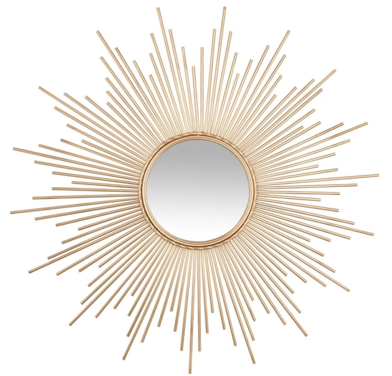 Line sun mirror with tubes diam. 99cm gold