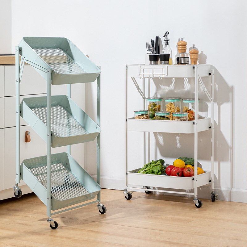 COOKER KING 3-Tier Storage Trolley with 2 Brakes - 45 x 30 x 78 cm - Green