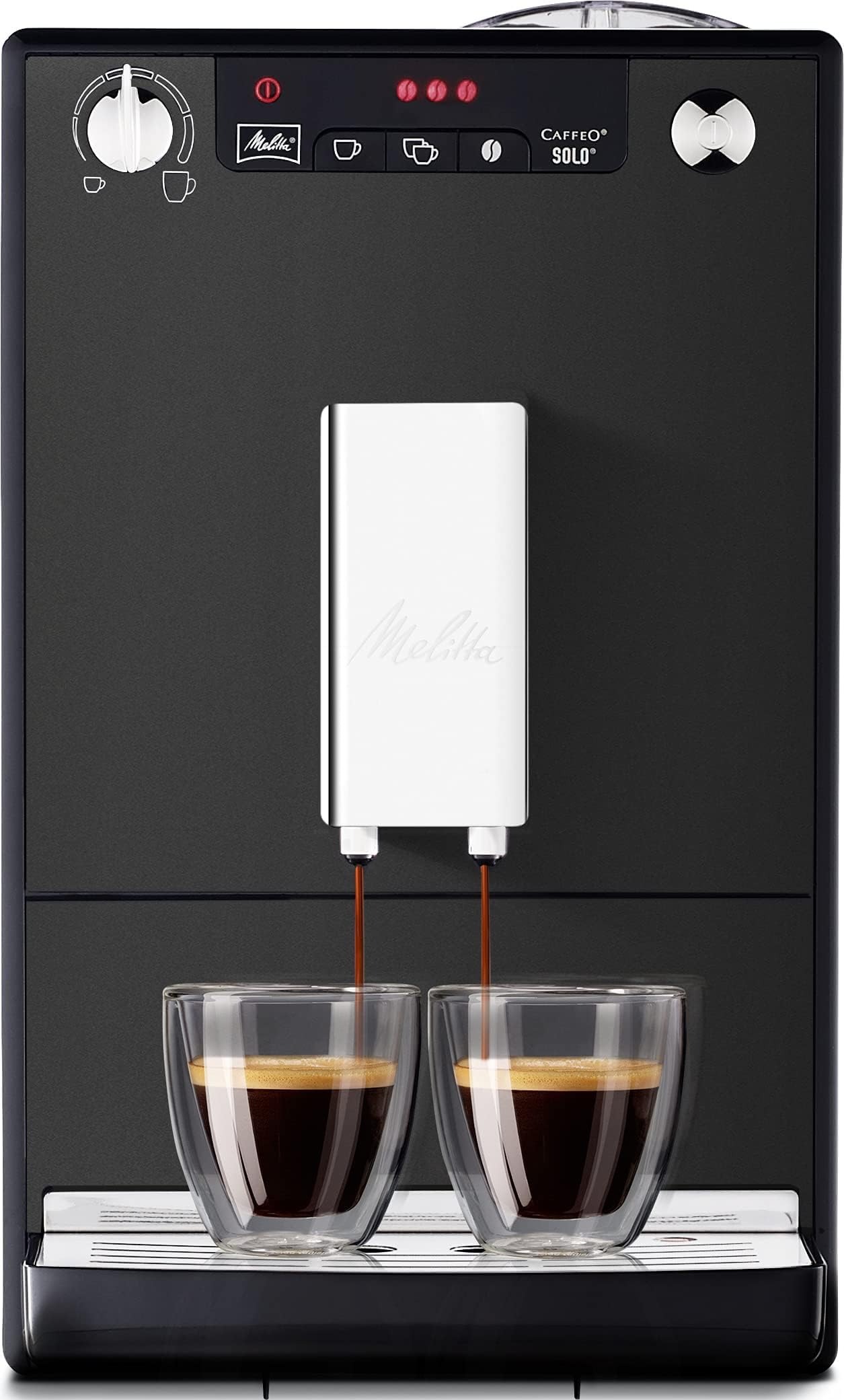 Melitta Caffeo Solo E950 schlanke Kaffeevollautomat mit Vorbrühfunktion 15 bar LED-Display höhenverstellbarer Kaffeeauslauf herausnehmbare Brüheinheit