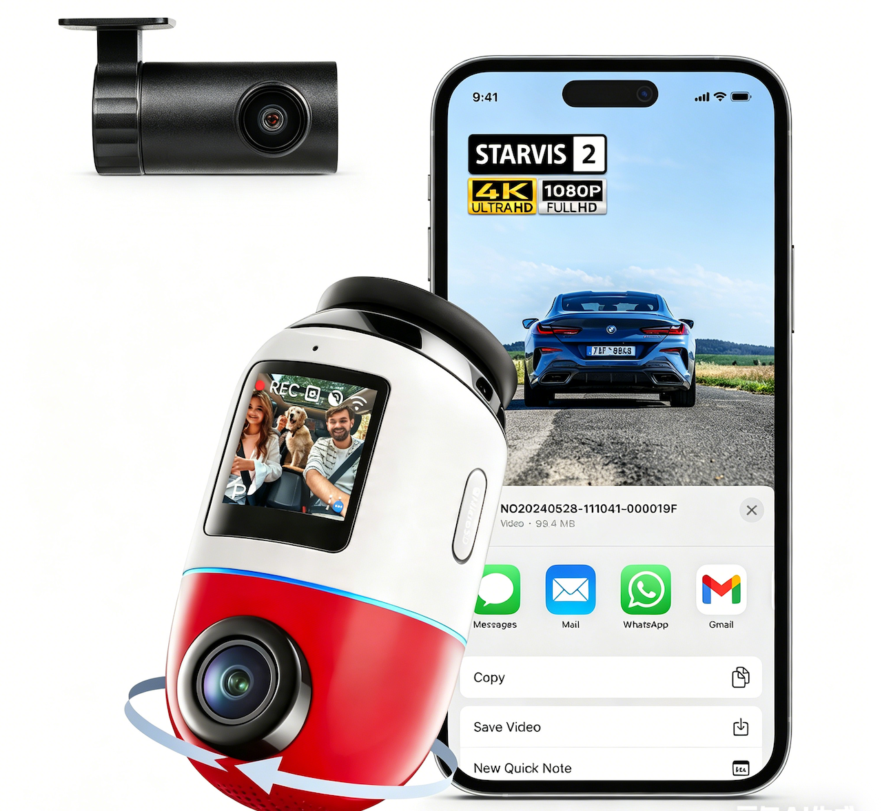 【本日限定値引き中】70mai Dash Cam 4K Omni X800+2点 70mai 4K Omni X800-2 Dash Cam Front and Rear 4K+1080P, 360° Full