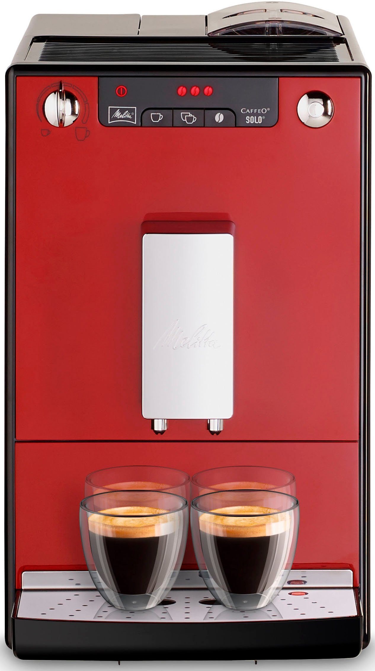 Melitta Caffeo Solo E950 schlanke Kaffeevollautomat mit Vorbrühfunktion 15 bar LED-Display höhenverstellbarer Kaffeeauslauf herausnehmbare Brüheinheit