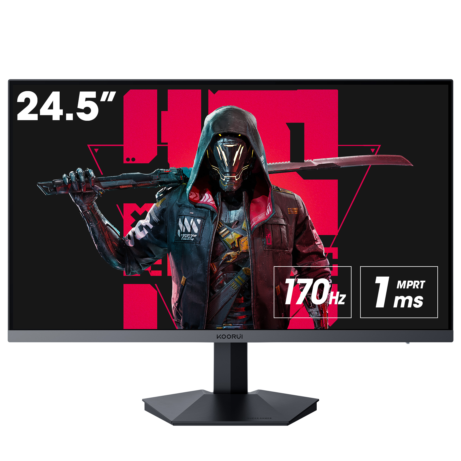 KOORUI 24.5" FHD Gaming Monitor, 180Hz DisplayPort, 144Hz HDMI, 1ms VA Panel, Adaptive Sync, 99% sRGB, VESA, Tilt, Eye Care