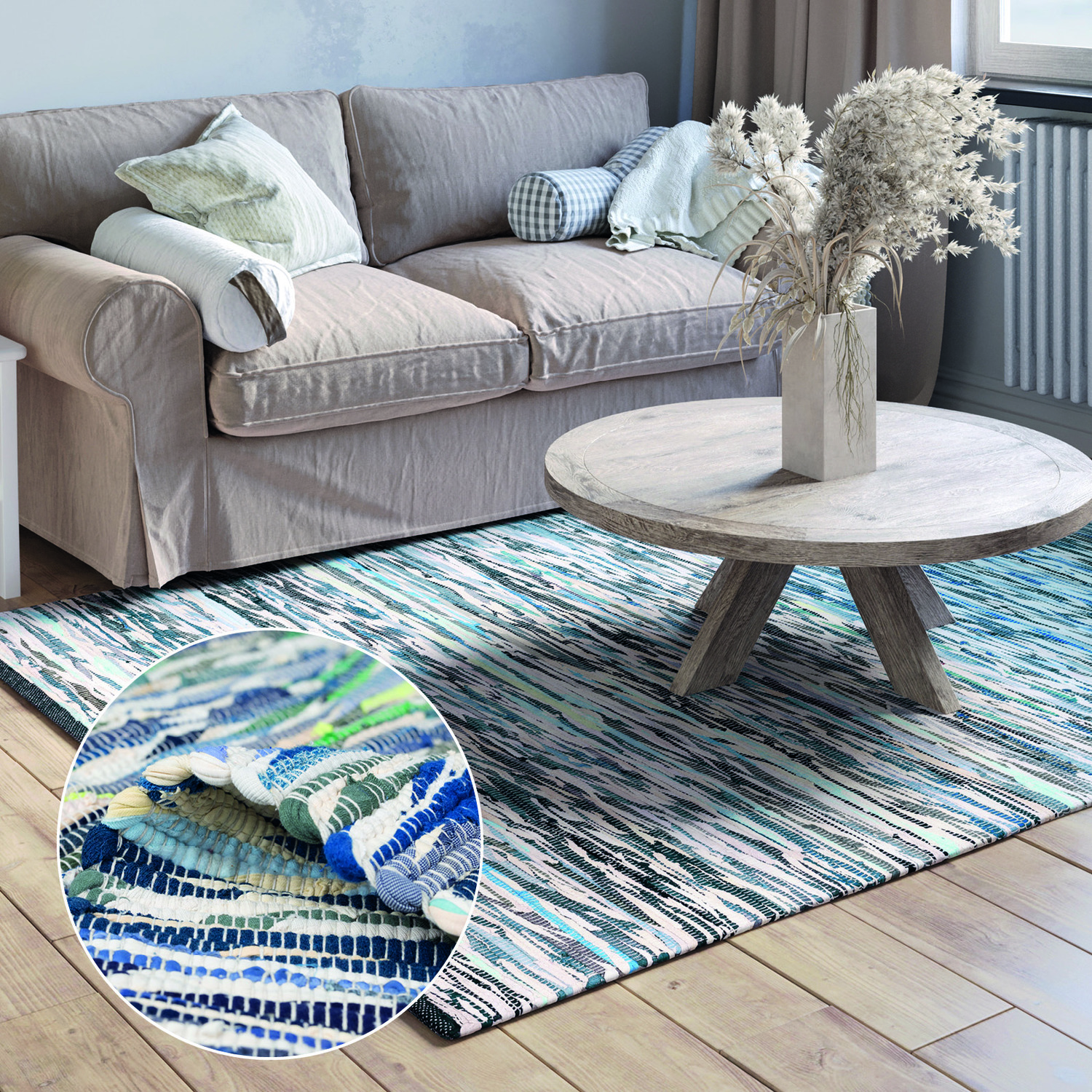 Teppich 'Ashraf' rechteckig Grau/Weiß Mix 200 x 140 cm | Teppiche, Läufer & Fußmatten
