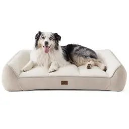 [Ab €19,99] BEDSURE Waschbare Hundebett, Größe L, 106 x 76 x 24 cm – extra dickes, stützendes Hundesofa für große Hunde, Sandbeige