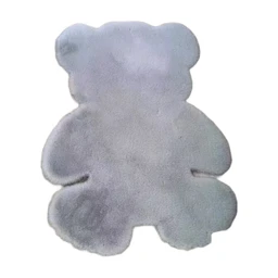 Soft Plush Faux Rabbit Fur Bear Rug, 70x90cm Non-Slip Shag Mat, Cute Grey Accent Carpet for Kids Room, Nursery, Bedroom Decor