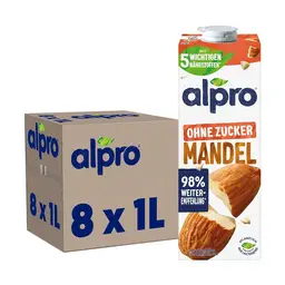 Alpro Mandeldrink Ohne Zucker Vorteilspack - 8 x 1 L